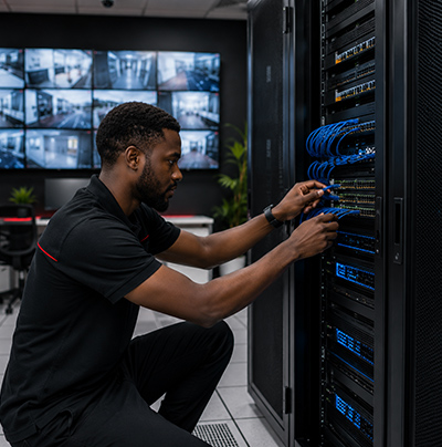 Neostrata technician installing equipment